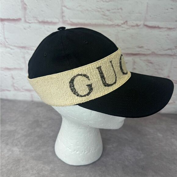Gucci Terry Band Logo Print Baseball Cap Hat Large - Picture 3 of 13